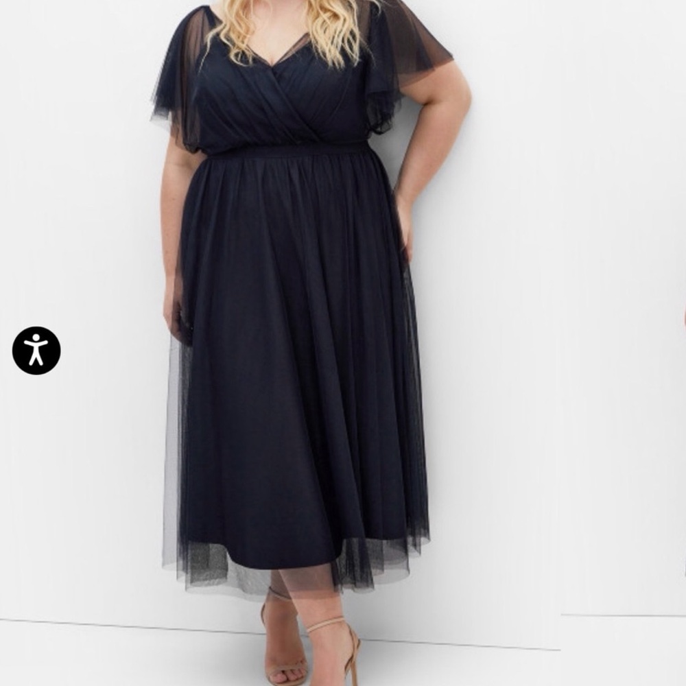 Elegant Navy Blue Tulle Dress
